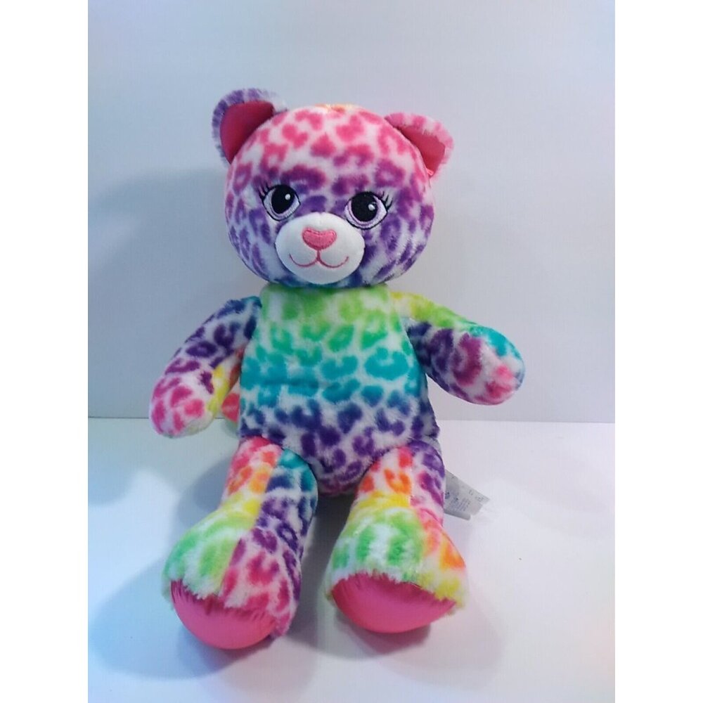 Build a Bear Rainbow Leopard Spotted Plush Wild About Spots Sewn Eyes 16"